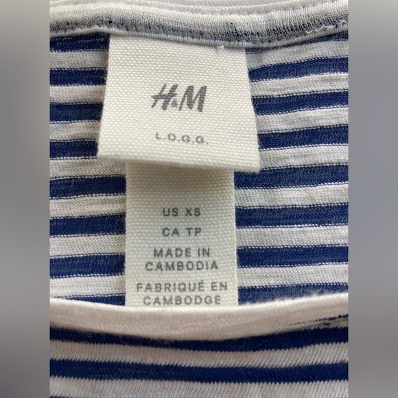 H&M Navy/White Striped Oversized T Shirt - Picture 3 of 5